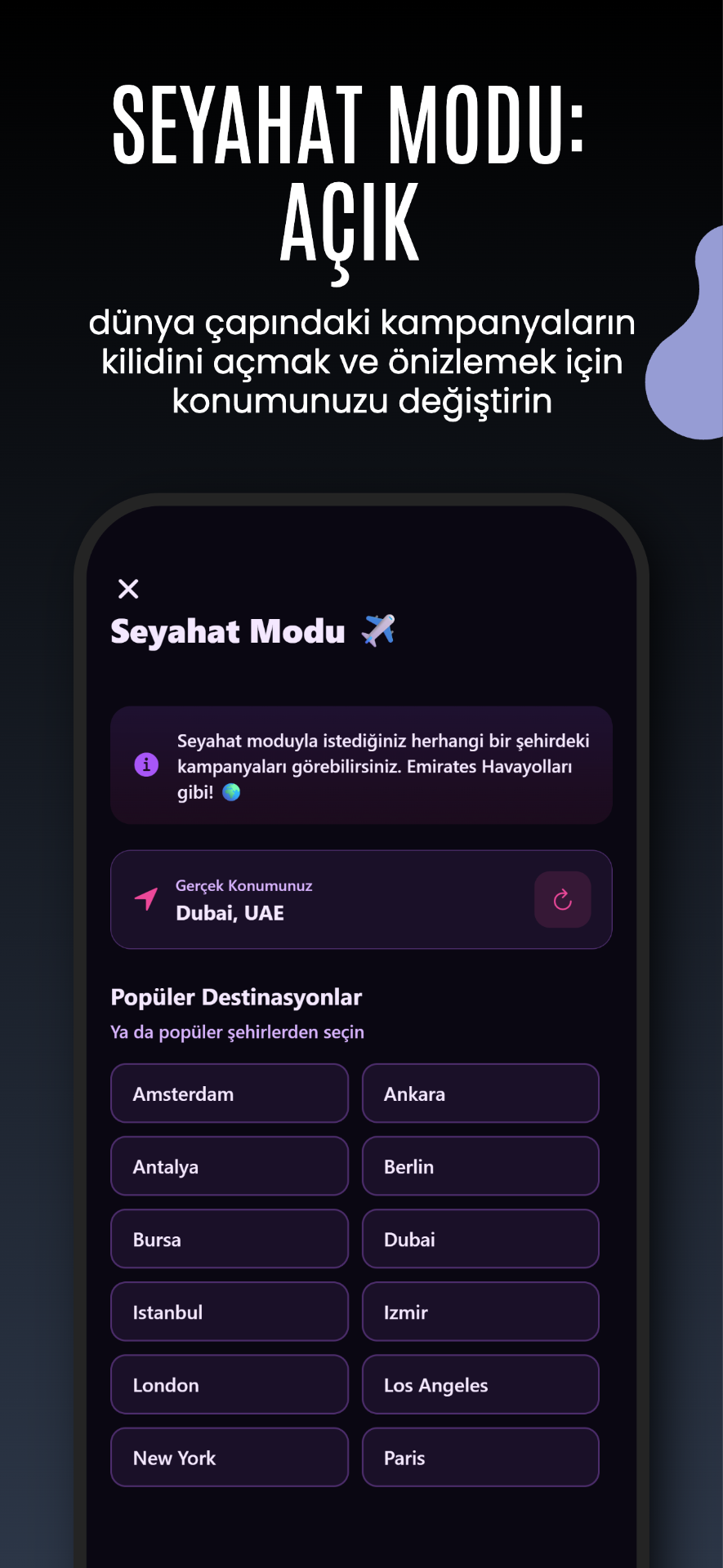 Keepitsecrets uygulaması Seyahat ekranı