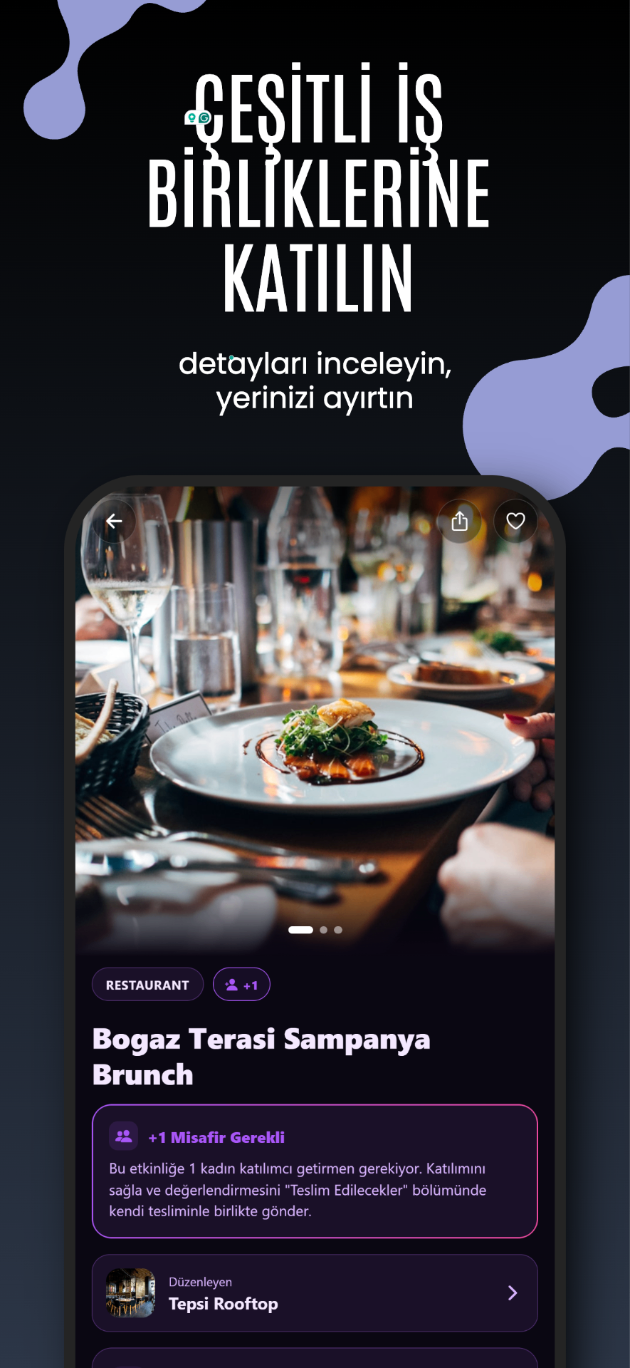 Keepitsecrets uygulaması İş Birlikleri ekranı